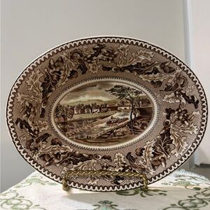 Vintage Johnson Bros Brown Oval Bowl - Historic America